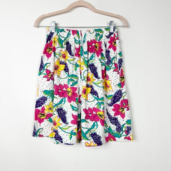 2/$30 Claudia Barnes Hawaiian Pullon Wide Leg Shorts White Multi M #A0491 TRB3 - Picture 8 of 8